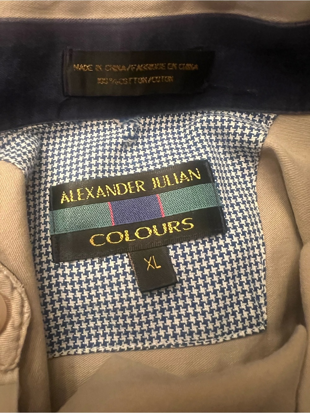 Alexander Julian Colours XL Khaki 100% Cotton Button Down Shirt Long Sleeve - Picture 5 of 7